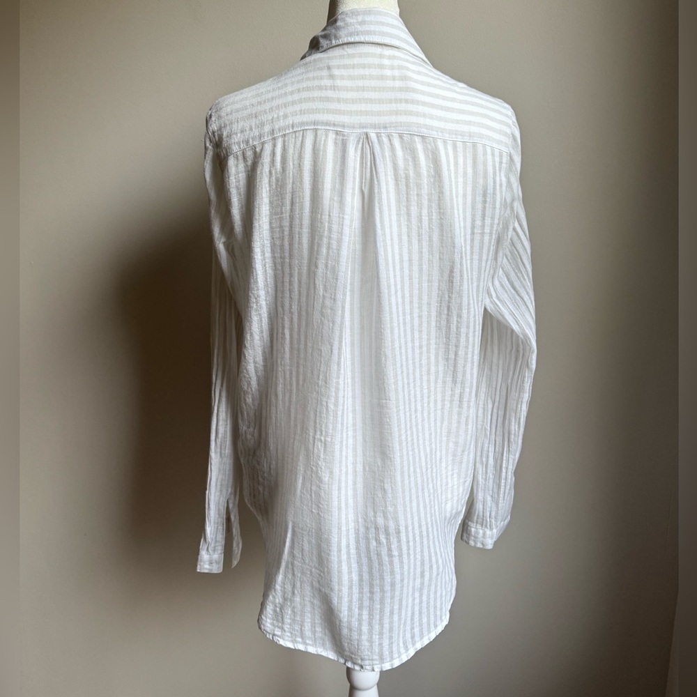 Ten Sixty Sherman Women’s Button Shirt Striped Gray, White Size Medium Cotton - Picture 4 of 6